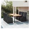 Image de Ensemble à manger de jardin 7 pcs Noir Poly rotin et acacia, ensemble de salle à manger, ensemble de salle à manger 3157610