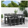 Image de Ensemble de bar de jardin 9 pcs gris bois de pin massif, ensemble de pub, ensemble de bar de patio, ensemble de table 3157819
