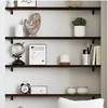 Image de Etagère Murale, Dessus de Table avec Bord Vivant, Tablette Suspendue Flottante, Rustique, Gris Foncé Bois Chêne Massif Traité