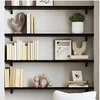 Image de Etagère Murale, Dessus de Table avec Bord Vivant, Tablette Suspendue Flottante, Rustique, Gris Foncé Bois Chêne Massif Traité