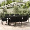 Image de Ensemble à manger jardin 9pcs et coussins noir résine tressée, ensemble de salle à manger, ensemble de salle à manger 3185004