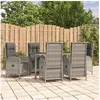 Image de Ensemble à manger jardin et coussins 7 pcs gris rotin, ensemble de salle à manger, ensemble de salle à manger 3185026