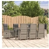 Image de Ensemble à manger de jardin 9 pcs coussins gris résine tressée, ensemble de salle à manger 3185028