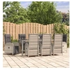 Image de Ensemble à manger de jardin 9 pcs coussins gris résine tressée, ensemble de salle à manger 3185037