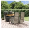 Image de Ensemble à manger de jardin 5 pcs coussins gris résine tressée, ensemble de salle à manger, ensemble de salle à 3185046