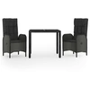 Image de Salon de jardin 2 personnes noir 3 pieces 90.0 x 90 x 75 cm resine tressee
