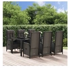 Image de Ensemble à manger jardin et coussins 7 pcs Noir et gris Rotin, ensemble de salle à manger, ensemble de salle à manger 3185057
