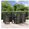 Image de Ensemble à manger jardin et coussins 7 pcs Noir et gris Rotin, ensemble de salle à manger, ensemble de salle à manger 3185062