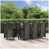Image de Ensemble à manger jardin 9pcs et coussins noir résine tressée, ensemble de salle à manger, ensemble de salle à manger 3185064