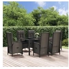 Image de Ensemble à manger de jardin coussins 7pcs Noir Résine tressée, ensemble de salle à manger, ensemble de salle à manger 3185066