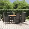 Image de Ensemble à manger de jardin coussins 7pcs Noir Résine tressée, ensemble de salle à manger, ensemble de salle à manger 3185071
