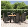 Image de Ensemble à manger de jardin coussins 7pcs Noir Résine tressée, ensemble de salle à manger, ensemble de salle à manger 3185072