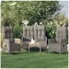 Image de Mobilier à dîner de jardin 4pcs et coussins Gris Résine tressée 3185083