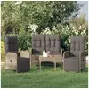 Image de Ensemble à manger de jardin 3 pcs coussins gris résine tressée, ensemble de salle à manger, ensemble de salle à 3185092