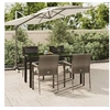 Image de Mobilier à dîner de jardin et coussins 5 pcs noir et gris 3185116