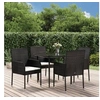 Image de Ensemble à manger de jardin coussins 5pcs Noir Résine tressée, ensemble de salle à manger, ensemble de salle à manger 3185144