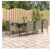 Image de Ensemble de salle à manger jardin 9pcs et coussins noir et gris 3185165