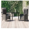 Image de Ensemble à manger de jardin avec coussins 3 pcs Noir, ensemble de salle à manger, ensemble de salle à manger d'extérieur, ensemble de mobilier