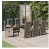 Image de Ensemble à manger de jardin 9pcs et coussins noir et gris, ensemble de salle à manger, ensemble de salle à manger 3185206