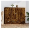Image de Buffets 3 pcs chêne fumé bois d'ingénierie, armoire, armoire de rangement, buffet haut, armoire latérale, armoire haute, armoire console