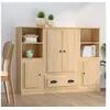 Image de Buffets 3 pcs chêne sonoma bois d'ingénierie, armoire, armoire de rangement, buffet haut, armoire latérale, armoire haute, armoire console