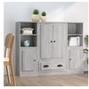 Image de Buffets 3 pcs sonoma gris bois d'ingénierie, armoire, armoire de rangement, buffet haut, armoire latérale, armoire haute, armoire console