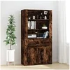 Image de Hoge kast bewerkt hout gerookt eikenkleurig3185380