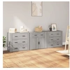 Image de Buffets 3 pcs, Meubles de Rangement avec Tiroir, Armoires de Rangement, Organisateur Salon Intérieur, Moderne, Sonoma Gris Bois d'Ingénierie