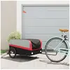 Image de Remorque de vélo noir et rouge 45 kg fer