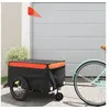 Image de Remorque de vélo noir et orange 45 kg fer