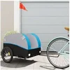 Image de Remorque de vélo noir et bleu 45 kg fer