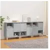 Image de Buffets 3 pcs, Meuble de Rangement avec Compartiments et Portes, Armoire de Rangement , Organisateur Intérieur Salon, Scandinave, Gris Béton Bois