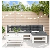 Image de Bois massif 5 personnes blanc 5 pieces salon de jardin modulable
