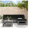 Image de Salon de jardin modulable Bois massif gris 5 pieces x 57.5 x 60 5 personnes