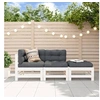 Image de Salon de jardin modulable blanc bois massif 3 pieces 3 personnes