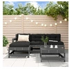 Image de Salon de jardin modulable 5 pieces gris 5 personnes x 62 x 70.5 bois massif