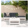 Image de Salon de Jardin 4 pcs, Canapés avec Repose-pied, Ensemble de Meubles avec Table Basse Patio Terrasse, Rustique, Blanc 3186481