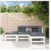 Image de Salon de jardin modulable bois massif blanc 4 pieces x 63.5 x 60 3 personnes