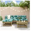 Image de Salon de Jardin 5 pcs, Canapés avec Repose-pied, Ensemble de Meubles avec Table Basse Patio Terrasse, Rustique, Bois 3186521