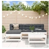 Image de Salon de jardin modulable bois massif blanc 5 pieces x 62 x 70.5 4 personnes