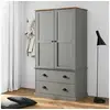 Image de Garde robe VIGO gris 90x55x170 cm bois massif de pin