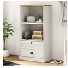 Image de Bibliothèque, Etagère à Livres avec Tiroirs et Compartiment, Meuble de Rangement Maison Intérieur, Blanc Bois Massif de Pin