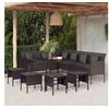 Image de Ensemble à dîner de jardin et coussins 6pcs noir résine tressée 3186650