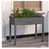 Image de Jardinière sur roues avec doublure gris 118x59x80 cm bois sapin