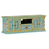 Image de Meuble TV bleu 110x30x40 cm bois massif de manguier