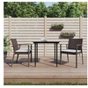 Image de Ensemble à manger de jardin 3 pcs coussins résine tressée acier, ensemble à manger, ensemble à manger d'extérieur, 3186969