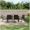 Image de Ensemble à manger de jardin 7 pcs noir textilène et acier 3187046