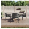 Image de Ensemble à manger de jardin coussins 5pcs noir rotin et acier, ensemble à manger, ensemble à manger d'extérieur, 3187066