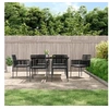 Image de Ensemble à dîner de jardin coussins 7 pcs noir rotin et acier 3187068