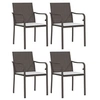 Image de Lot de 4 Chaises de jardin marron et coussins 56x59x84 cm rotin